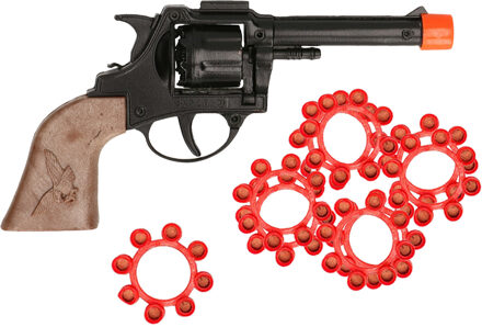 Speelgoed Revolver/pistool met plaffertjes voor een cowboy - metaal - 192 shots - verkleed spullen
