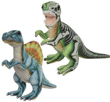 Speelgoed set van 2x pluche dino knuffels T-Rex en Stegosaurus van 30 cm - Knuffeldier Multikleur