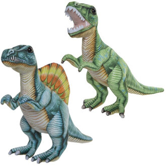 Speelgoed set van 2x pluche dino knuffels T-Rex en Stegosaurus van 30 cm