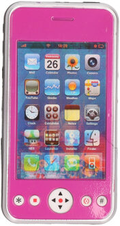 Speelgoed smartphone/mobiele telefoon roze met licht en geluid 11 cm