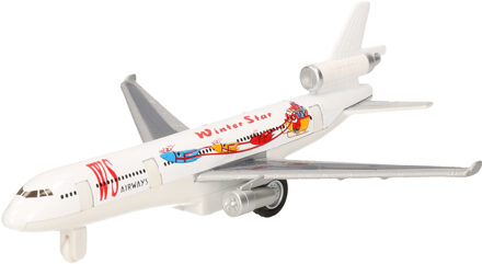 Speelgoed Vliegtuig - 19 cm - wit - pull back motor - kinderen