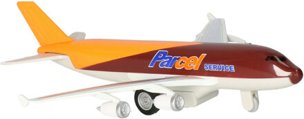 Speelgoed vracht vliegtuig bruin/geel 19 cm - Speelgoed vliegtuigen