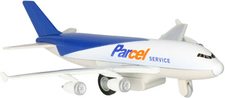 Speelgoed vracht vliegtuig wit/blauw 19 cm - Speelgoed vliegtuigen