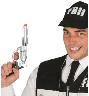 Speelgoed wapens revolver pistool zilver 28 cm