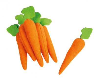 Speelgoed wortels - 7x st - 10 cm - oranje - vilt - decoratie groenten Multi