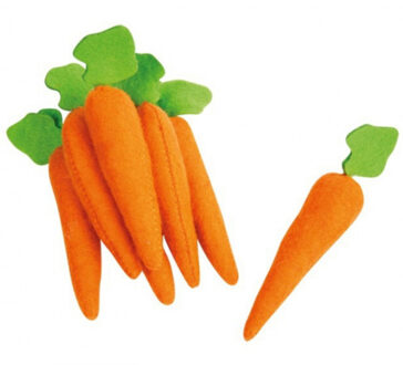 Speelgoed wortels - 7x st - 10 cm - oranje - vilt - decoratie groenten