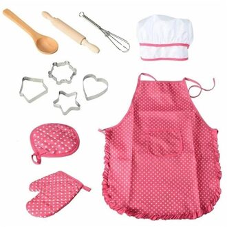 Speelhuis Keuken Speelgoed Meisje Koken Keukengerei Kinderen Keuken Benodigdheden Set Bakken Tools Cake Schort Chef Kleding roze