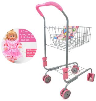 Speelhuis Winkelwagen Jongen Meisje Kind Simulatie Supermarkt Trolley Mini 3 Jaar Oude Kinderwagen Grote Ruimte 68 cmHeight B