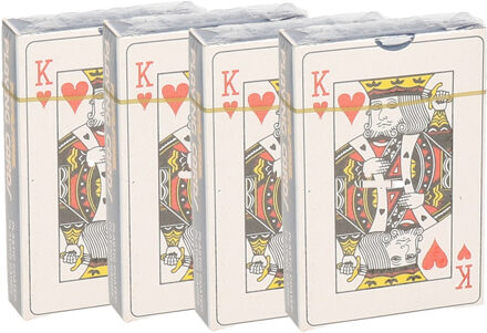 Speelkaarten - 4x - geplastificeerd - blauw - kaartspellen pesten/pokeren - spelletjes