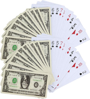 Speelkaarten dollar biljet - 2x - 54 kaarten - klassiek - kaartspel