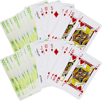 Speelkaarten euro biljet - 2x - 54 kaarten - klassiek - kaartspel