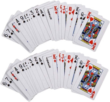Speelkaarten in mini formaat - 2x - 54 speelkaartjes - 6 x 4 cm - geplastificeerd karton