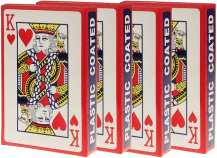 Speelkaarten set - 4x pakje met 54 kaarten - met plastic coating Multi