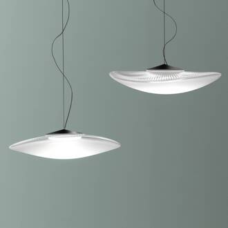 Speelse glazen hanglamp Loop met LED, 3000K zwart, helder