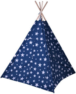 Speeltent/Tipitent voor kinderen - met sterren - D103 x H160 cm - blauw - Speeltenten