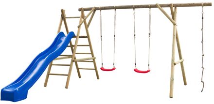 speeltoestel Noortje met 2 schommels + glijbaan + klimtouw - blauw Multikleur
