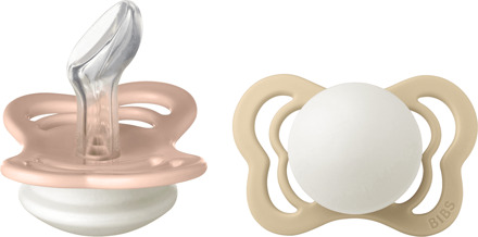 Speen BIBS Couture 2 Pack Silicone Grootte 1 Blush Glow/Vanilla Glow 2 st