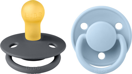 Speen BIBS De Lux 2 Pack Latex Maat 1 Ijzer/Babyblauw 2 st