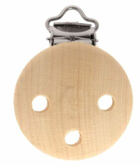 Speenkoord/wagenspanner clip - naturel - hout - met bretelsclip - zelf beschilderen