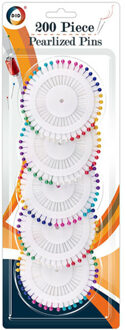 Spelden met parel kop/kopspelden/naaispelden - 3.6 cm - gekleurd - 200x stuks