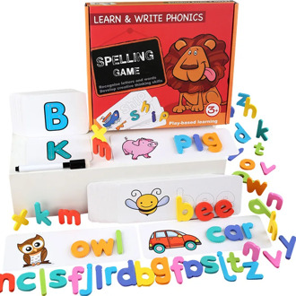 Spelling Practice Game Toy Wooden Alphabet Learning Card Set Word English Alphabet Spelling Card Word Building Block Toy Gift
