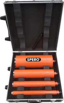 Spero 5 delige R1/2" Dunwandige diamantboren set - 4 boren in rolkoffer Ø 35, 51, 81, 131mm - SPDCS131