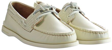 Sperry A/0 2-Eye Pin Perf herenschoenen wit