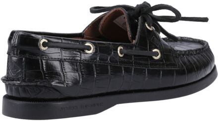 Sperry Authentic 2 Eye Dames Bootschoenen Van Zwart Leer - EU 37.5 / UK 4.5