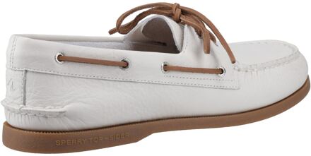Sperry Authentic 2 Eye Leer Heren Witte/Gom Bootslederen Schoenen - EU 46 / UK 11