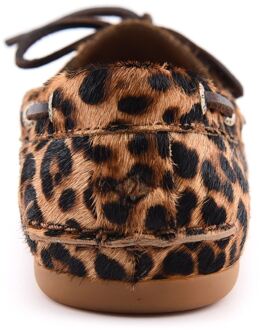 Sperry Slimboat Leren Dames Leopard Standaard Bootschoenen Bruin