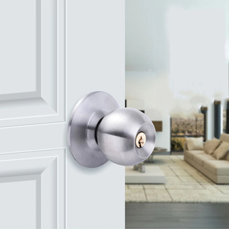 Spherical Round Handle Knob Lock Stainless Steel Universal Door Lock Bedroom Bathroom Wooden Door Hardware Accessories With Key
