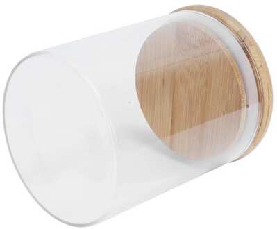 Spice Tool Zout En Peper 450Ml Hout Ronde Opslag Pot Met Deksel Transparant Glas Voedsel Container Voor Thee Koffie spice Spice