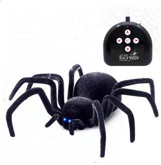 Spider 4Ch Halloween Rc Tricky Prank Scary Speelgoed Elektronische Huisdier Afstandsbediening Simulatie Tarantula Ogen Shine Slimme Zwarte