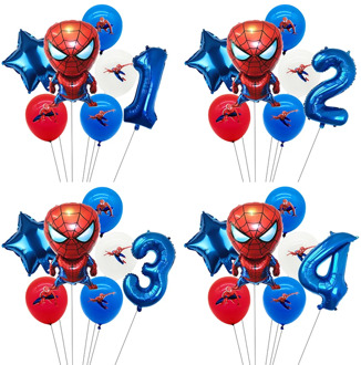 Spider Cartoon man Foil Balloons 1 2 3 4 5 6 7 8 9st Super Hero Birthday Party Decorations Number Balloon Star Kids Toys