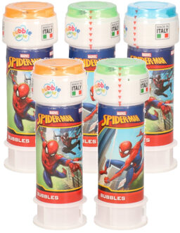 Spiderman 10x Marvel Spiderman bellenblaas flesjes met bal spelletje in dop 60 ml voor kinderen