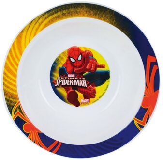 Spiderman Diep kinder/peuter ontbijt bordje/kommetje Spiderman 16 cm - Diepe borden Multikleur