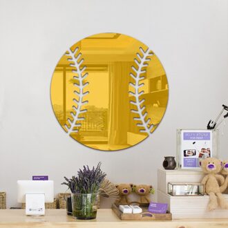 Spiegel Acryl Baseball Diy Combinatie Thuis Muursticker Kinderkamer Kleuterschool Decoratie. Zelfklevende Goud / 15cm