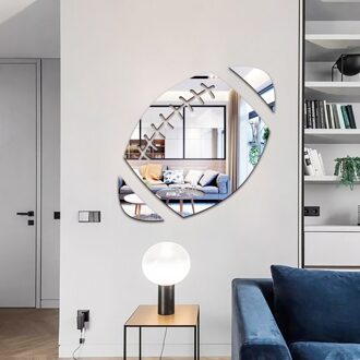 Spiegel Acryl Rugby Diy Combinatie Thuis Muursticker Kinderkamer Kleuterschool Decoratie. Zelfklevende Zilver / 30cm