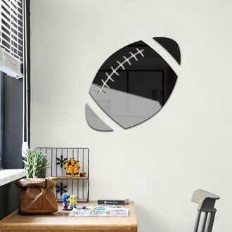 Spiegel Acryl Rugby Diy Combinatie Thuis Muursticker Kinderkamer Kleuterschool Decoratie. Zelfklevende zwart / 30cm