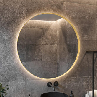 Spiegel BWS Star Rond met LED 70 cm Mat Goud