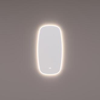 spiegel Deens Ovaal Verticaal 45 x 90 cm met Directe en Indirecte LED Rondom Spiegelverwarming Kleurenwissel Touch Dimmer