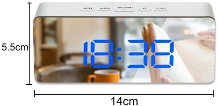 Spiegel Digitale Led Display Wekker 5Fuctions Knop Bureauklok Temperatuur Kalender Snooze Thermometer Met Usb 14X50X3.4 Cm F2