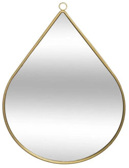 Spiegel - druppelvorm - goudkleurig - metaal - 39 x 28 cm - Spiegels