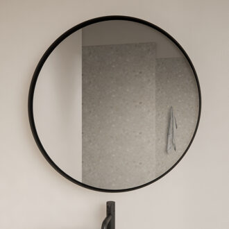 Spiegel Gliss Design Asteri Zonder LED Verlichting 120 cm Met Rand Mat Zwart