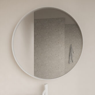 Spiegel Gliss Design Asteri Zonder LED Verlichting 80 cm Met Rand Mat Wit