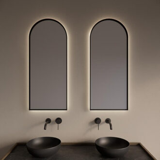 Spiegel Gliss Design Delta met Indirecte LED Verlichting en Verwarming 40x100cm Mat Zwart