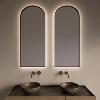 Spiegel Gliss Design Delta met Indirecte LED Verlichting en Verwarming 50x120cm Koper Rose