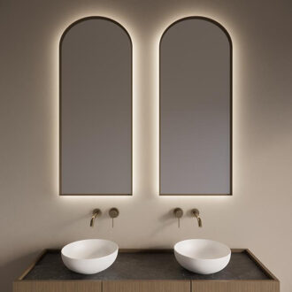 Spiegel Gliss Design Delta met Indirecte LED Verlichting en Verwarming 50x120cm Mat Goud