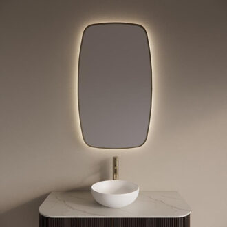 Spiegel Gliss Design Epos met Indirecte LED Verlichting en Verwarming 60x100cm Mat Goud