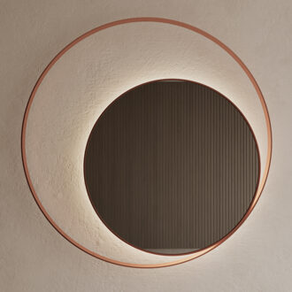 Spiegel Gliss Design Kosmos Koper Rosé Rond met Frame en Indirecte LED Verlichting 100 cm
